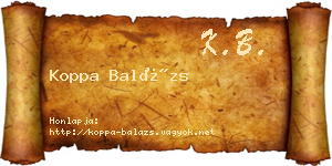 Koppa Balázs névjegykártya